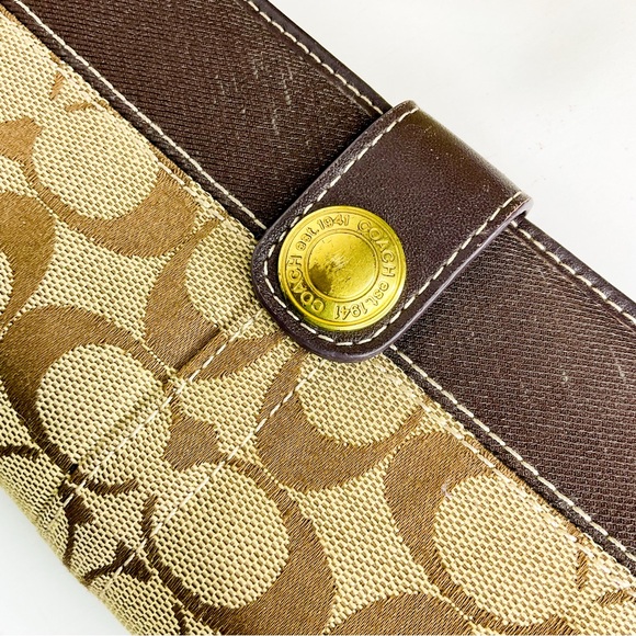 Coach Canvas Monogram Brown Leather Wallet - Picture 3 of 6